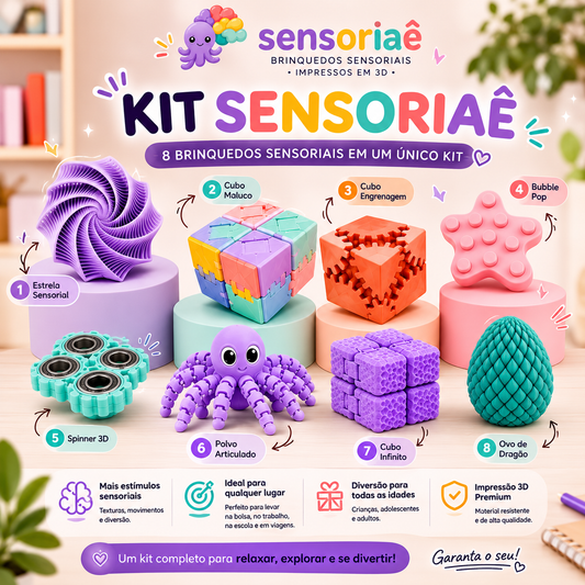 Kit Sensorial Sensoriaê | 8 Brinquedos Sensoriais em um Único Kit