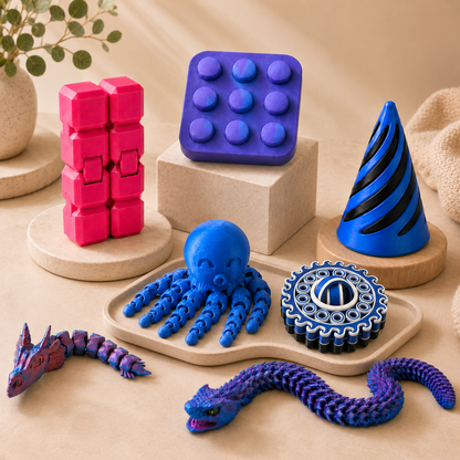 Kit Sensorial 3D Completo – 7 Brinquedos Fidget Antiestresse