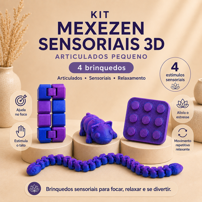 Kit Brinquedos Sensoriais 3D Articulados – Fidget Toys Criativos para Alívio do Estresse e Diversão