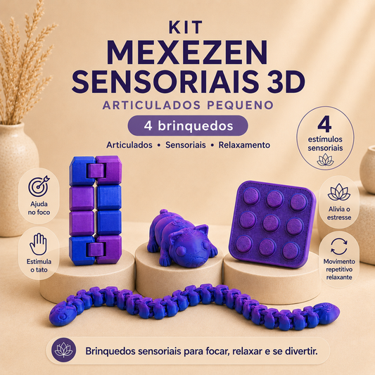 Kit Brinquedos Sensoriais 3D Articulados – Fidget Toys Criativos para Alívio do Estresse e Diversão