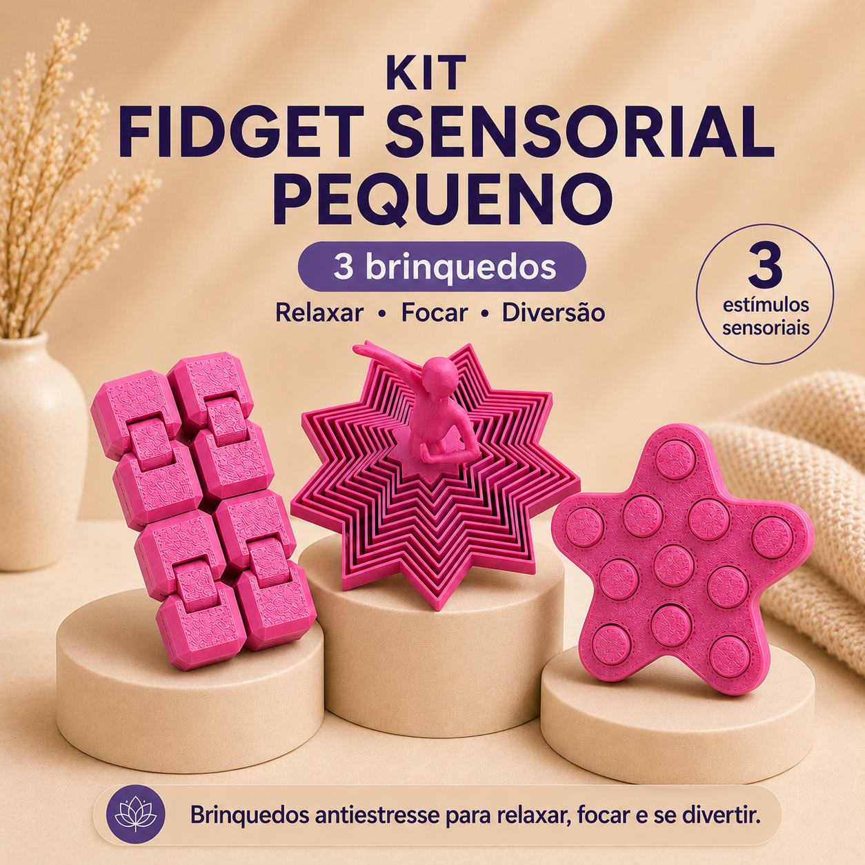 Kit Fidget Sensorial  – Brinquedos Antiestresse 3D para Relaxar, Focar e se Divertir